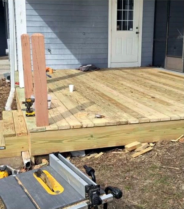 Deck platform being rebuilt with new lumber
